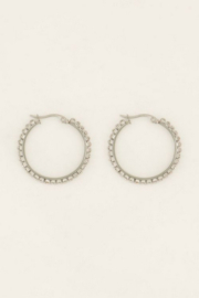 My Jewellery oorbellen | oorringen middel met transparante stenen zilver*