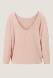 zusss v hals trui 2 kanten draagbaar 3/4 mouw light pink