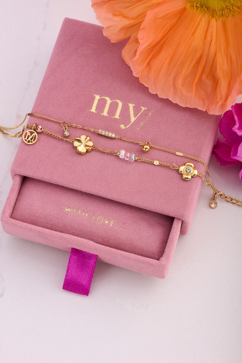 My Jewellery Dubbele armband met bedels "dreams come true" goud