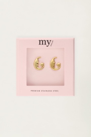 My jewellery oorbellen studs moon star goud