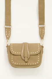 MY Jewellery tas | beige schoudertas met zilverkleurige studs