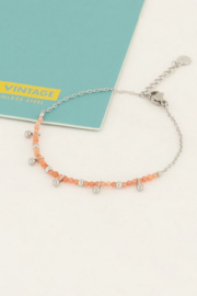 My Jewellery armband | zilver vintage armband met oranje kralen & bolletjes