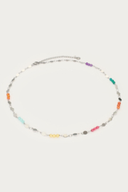 My jewellery Ketting met munt & multikleur kralen zilver