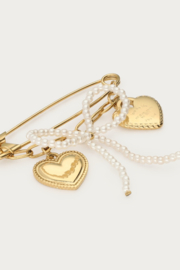My Jewellery broche Pin met bedels en imitatie parels goud