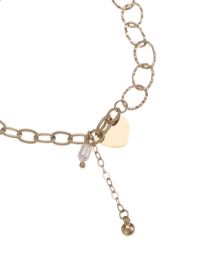 rose en camellia armband dubbele schakel met hart en parel