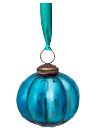 Pip studio Ornament glass stripes blue 7.5cm
