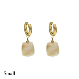 Camps & Camps oorbellen Small Square Marble Mocha Delight