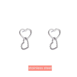 Go Dutch Label oorbellen Big double dot hearts - RH