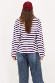 My Jewellery Paars-wit gestreept T-shirt met lange mouwen en M patch