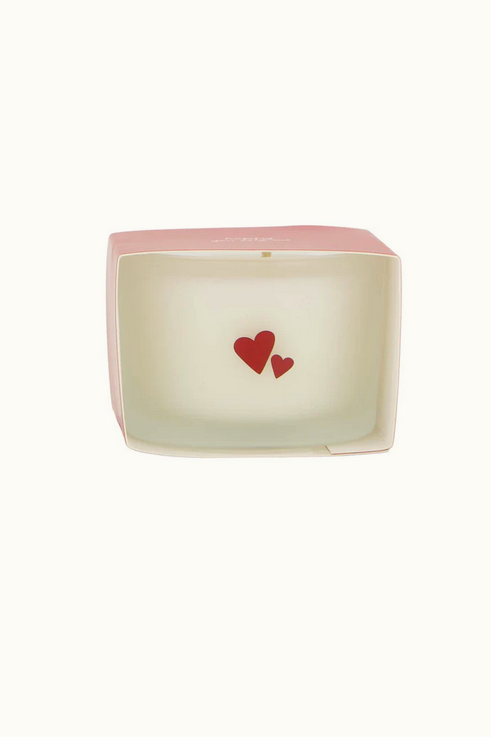 Zusss geurkaars in wikkel happy you and me wit/rood