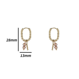 Go Dutch Label oorbellen Swirl + Bead Hoop - 14K + mocca