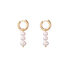 Go Dutch Label oorbellen | creool met 3 parels goud