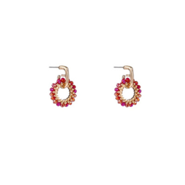 Go Dutch Label oorbellen | small beads circle fuchsia