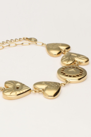 My jewellery armband chunky hartjes goud