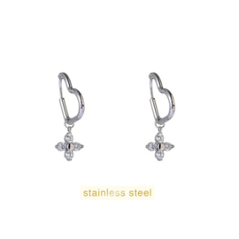 Go Dutch Label oorbellen Heart + Clover Hoop zilver