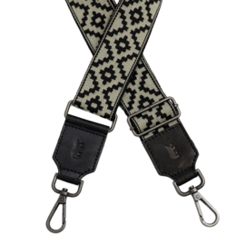 Bear Design Bag strap diamonds  beige zwart