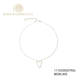 rose en camellia ketting met open hart