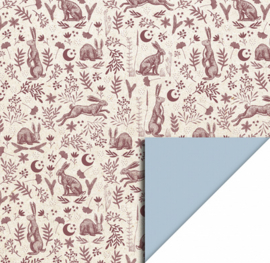 HOP | inpakpapier hare nature sky blue 70cm x 3m