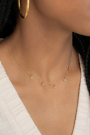 My jewellery ketting multikleur klavers goud