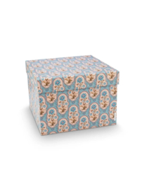 Pip Studio Blooming Tales Set/2 Opbergdozen Vierkant Blauw-Khaki