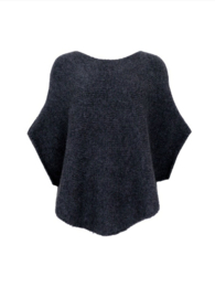 black colour poncho Pella bouclé dark grey