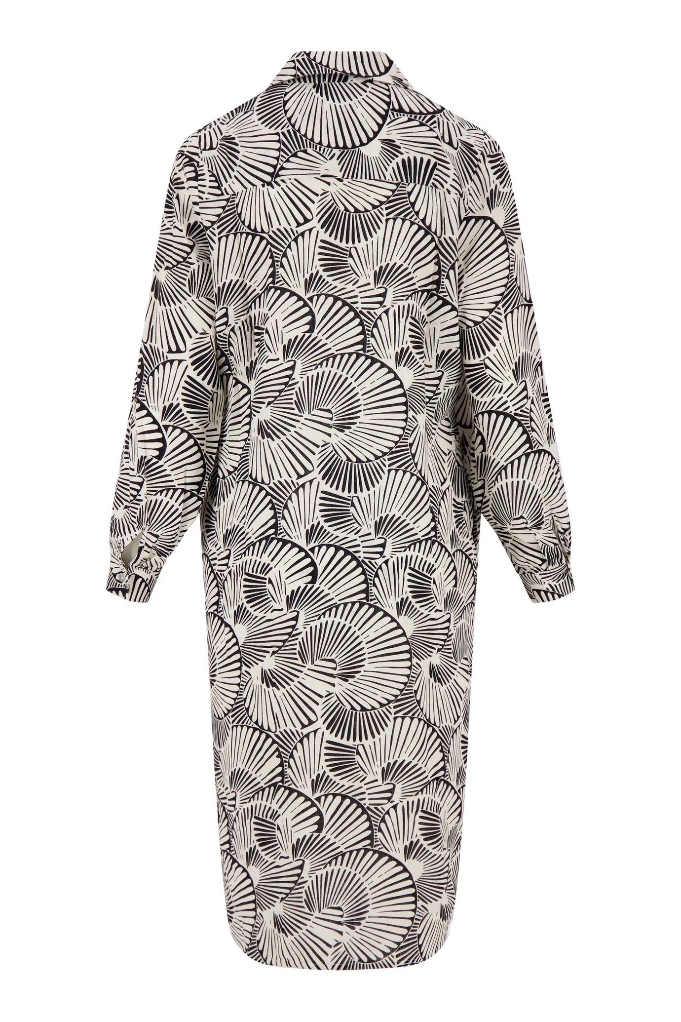 zusss doorknoop jurk met grafische print off white/zwart