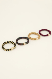 My jewellery Set van vier haarelastiekjes lurex bruin