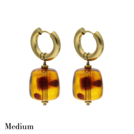 camps & camps oorbellen Square Marble Smoked Topaz