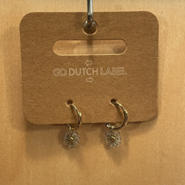 Go Dutch Label oorbellen | hangers bloem grijs goud.