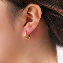 Go Dutch Label oorbellen oval shape hoop 10mm goud