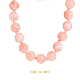 Go Dutch Label ketting Big Stones Necklace - 14K + Pink