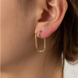 Go Dutch Label oorbellen | oval hoop 26 mm goud