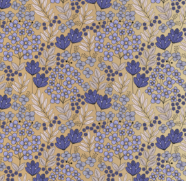 HOP | inpakpapier flower field gold violet 70cm x 3m