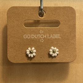 Go Dutch Label oorbellen | knopjes bloem wit goud.