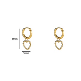 Go Dutch Label Oorbel Hoop + Dot Heart - 14K