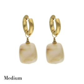 camps & camps oorbellen Square Marble Mocha Delight