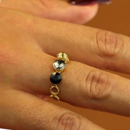 Camps & Camps ring Swarovski Trio Ring Jet Black