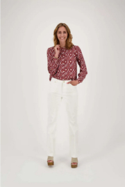 zusss blouse met ikat print zand/roodbruin