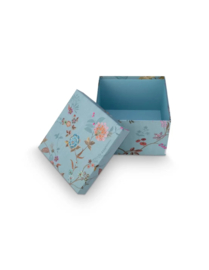 Pip Studio Blooming Tales Set/2 Opbergdozen Vierkant Blauw-Khaki