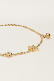 My jewellery armband bloemen en balletje goud