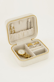 My Jewellery beige linnen look sieraden etui medium