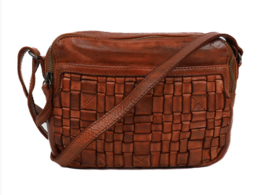 Bear Design schoudertasje 'Irem' gevlochten cognac