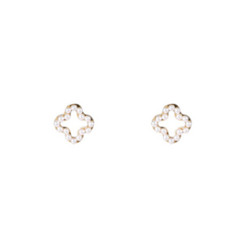 Go Dutch Label oorbellen Pearly Clover Stud - 14K