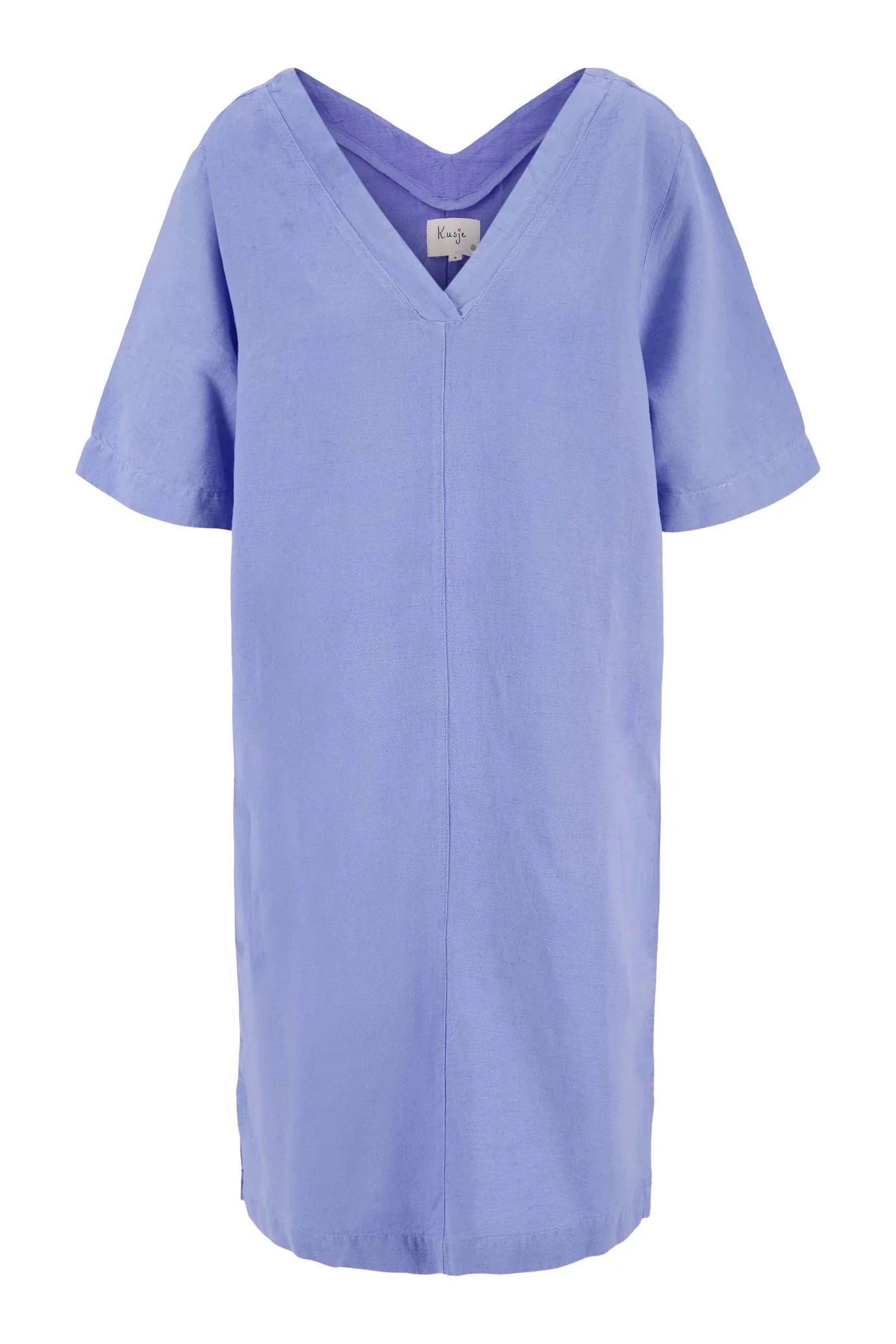 zusss linnen tuniek met v-hals lavendelblauw