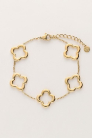 My jewellery armband met vijf klavers goud
