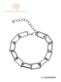 rose en camellia armband chunky rechthoek zilver