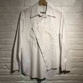 Witte blouse kant / kralen one size
