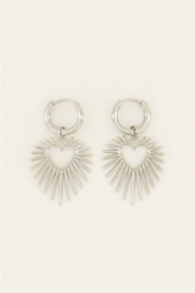 My Jewellery oorbellen | Oorringen met hart zonnestraal zilver