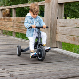 loopfiets 4 in 1 driewieler kaya | zwart/bruin