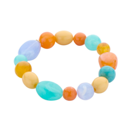 biba armband chunky kralen resin oranje/blauw
